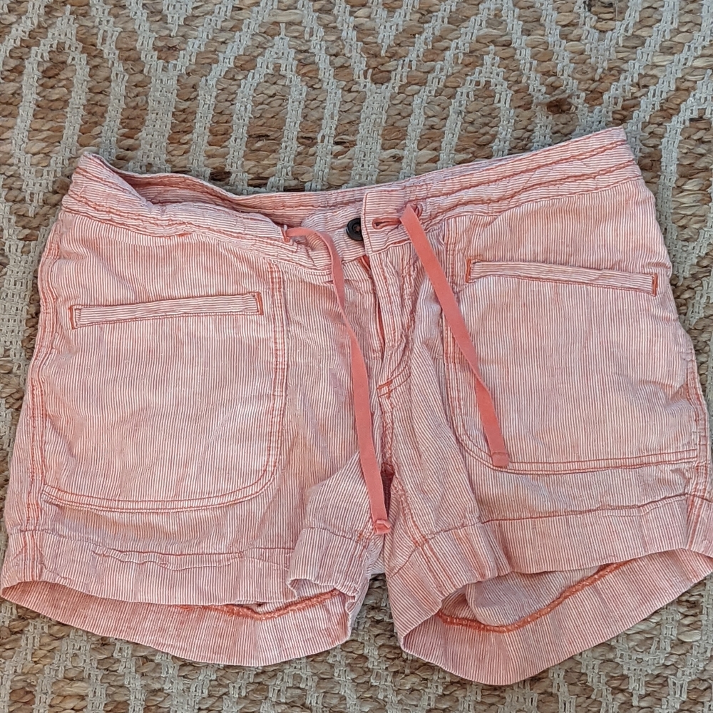 North Face Ladies Orange White Striped Shorts